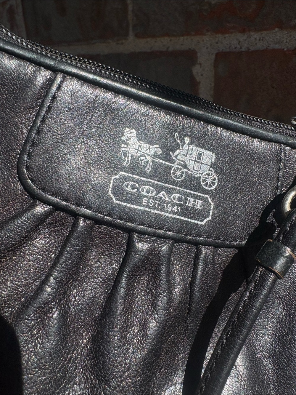 Coach wristlet black pleated leather - Picture 2 of 5